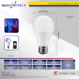 FOCO LED 9W INTELIGENTE CON WIFI