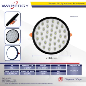 PANEL REDONDO AJUSTABLE TIPO PANAL NEGRO