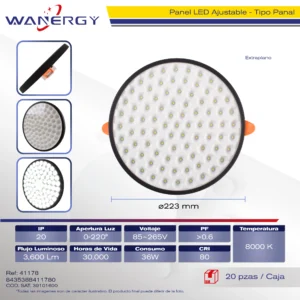 PANEL REDONDO AJUSTABLE TIPO PANAL NEGRO