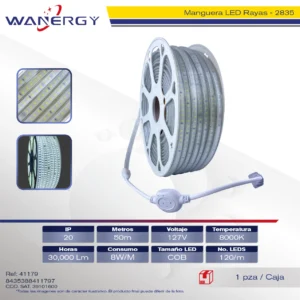 MANGUERA LED RAYAS,2835-120D 127V 8MM/CONECTOR
