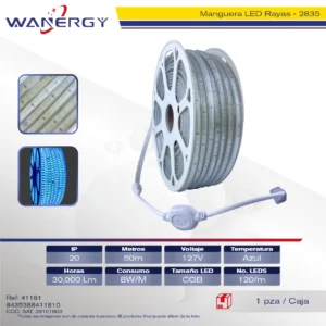 MANGUERA LED RAYAS,2835-120D 127V 8MM/CONECTOR