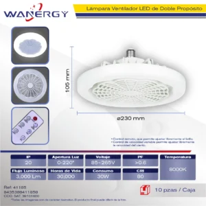 LAMPARA LED VENTILADOR ARCO BLANCO
