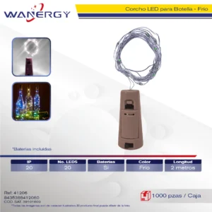 CORCHO LED PARA BOTELLA 20LED 2M