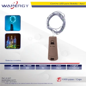 CORCHO LED PARA BOTELLA 20LED 2M