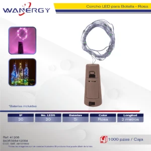 CORCHO LED PARA BOTELLA 20LED 2M