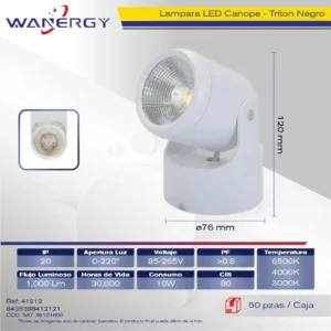 LAMPARA LED CANOPE TECHO 10W TRITONO BLANCO