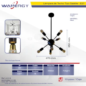 LAMPARA COLGANTE SATELITE DECORATIVO MODERNO 8 SOCKET