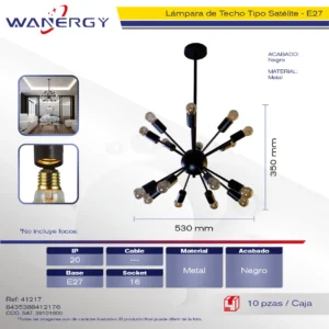 LAMPARA COLGANTE SATELITE DECORATIVO MODERNO 16 SOCKET