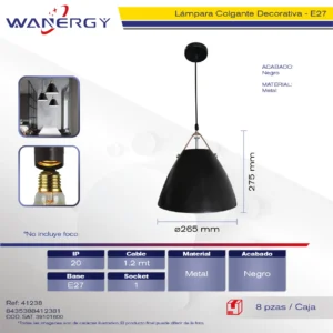 LAMPARA COLGANTE MACARRON DECORATIVO MODERNO NEGRO