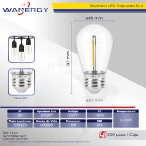 BOMBILLA LED REPUESTO S15 INASTILLABLE E IMPERMEABLE