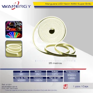 MANGUERA NEON 5050 SUPER BRILLO 25M 10W/M AC127V