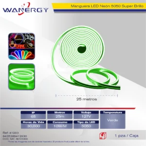 MANGUERA NEON 5050 SUPER BRILLO 25M 10W/M AC127V