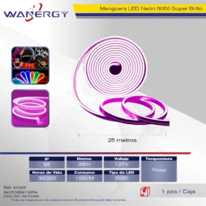 MANGUERA NEON 5050 SUPER BRILLO 25M 10W/M AC127V