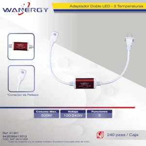 ADAPTADOR DOBLE LED,CONECTOR DE PELLISCO 3 TEMPERATURA 5 FUNCIONAS