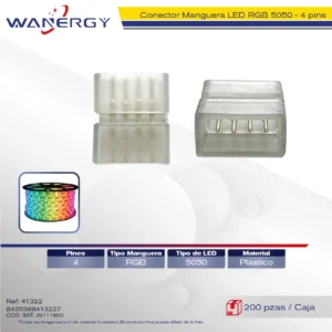 CONECTOR DE MANGUERA LED 5050/60D RGB 4 PIN