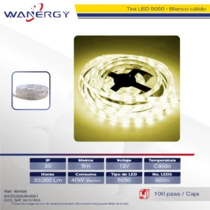 TIRA LED 12V-5050-60LED 5M SIN/ELIMINADOR