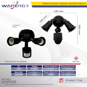 DOBLE SOCKET CON SENSOR MOVIMIENTO