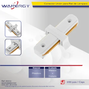 CONECTOR UNION I PARA RIEL DE LAMPARA BLANCO