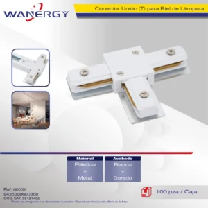 CONECTOR UNION T PARA RIEL DE LAMPARA BLANCO