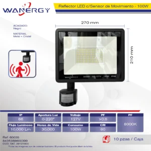 REFLECTOR CON SENSOR MOVIMIENTO 100W