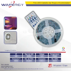 TIRA LED CABALLO TROYA 12V-5050-30LED 5M C/CONTROLADOR