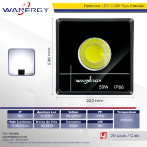 REFLECTOR LED COB TIPO ESTADIO 50W IP66 6500K