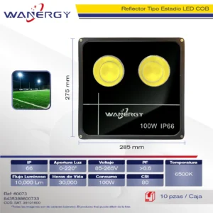 REFLECTOR LED COB TIPO ESTADIO 100W IP66 6500K