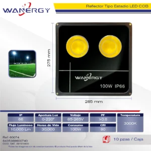 REFLECTOR LED COB TIPO ESTADIO 100W IP66 3000K
