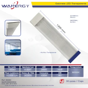 GABINETE C/ ACRILICO TRANSPARENTE 1.2M 100W 2835-96D*5
