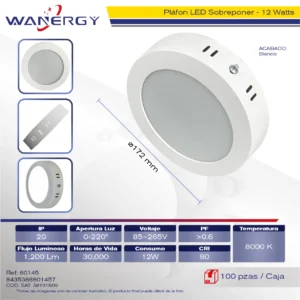 SOBREPONER REDONDO BLANCO 12W