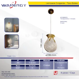 LAMPARA COLGANTE DECORATIVO MODERNO CRISTAL