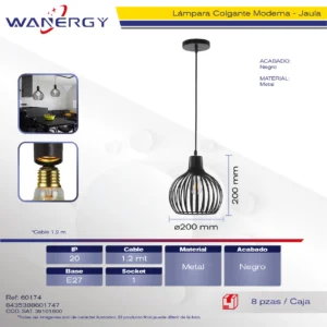 LAMPARA COLGANTE JAULA DECORATIVO MODERNO METALICO