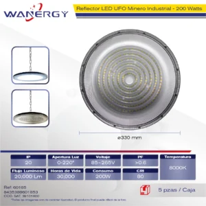 REFLECTOR LED MINERO LUMINARIO INDUSTRAL ALUMINIO 200W