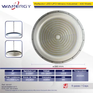 REFLECTOR LED MINERO LUMINARIO INDUSTRAL ALUMINIO 400W