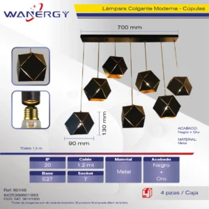 LAMPARA COLGANTE DE TECHO 7 ESFERAS METALICO