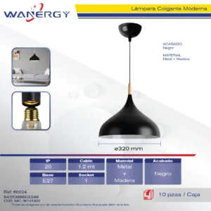 LAMPARA COLGANTE METARICO DECORATIVO MODERNO NEGRO MATE