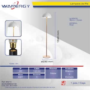 LAMPARA DE PISO C/MARMOL + 1.5M