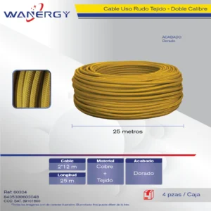 CABLE DE COBRE USO RUDO TEJIDO DOBRE CALIBRE 2*12 29M