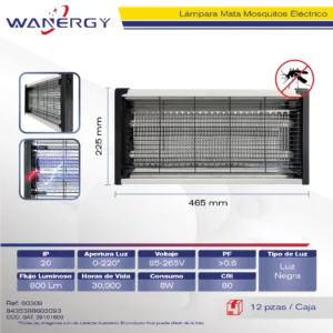 LAMPARA MATA MOQUITO ELECTRICO LUZ NEGRA 8W