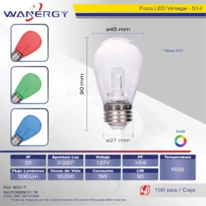 BOMBILLA LED RGB REPUESTO S14 INASTILLABLE E IMPERMEABLE 6 MODOS