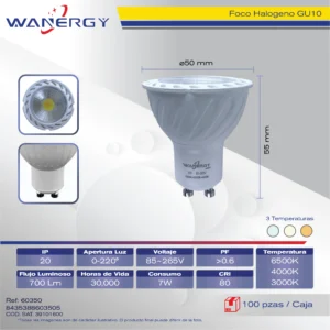 FOCO HALOGENO 7W GU10 3 TEMPERATURAS
