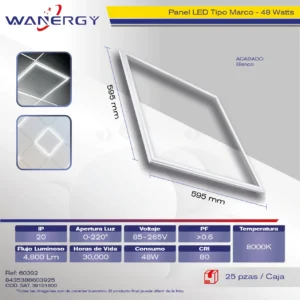 PANEL ALUMINIO 60*60 TIPO MARCO 240D 48W