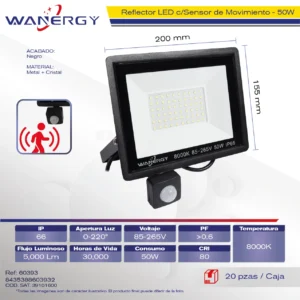 REFLECTOR CON SENSOR MOVIMIENTO 50W