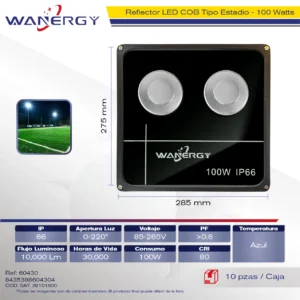REFLECTOR LED COB TIPO ESTADIO 100W IP66 AZUL