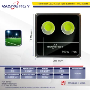 REFLECTOR LED COB TIPO ESTADIO 100W IP66 VERDE