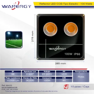 REFLECTOR LED COB TIPO ESTADIO 100W IP66 ROSA