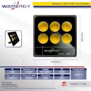 REFLECTOR LED COB TIPO ESTADIO 300W IP66 3000K