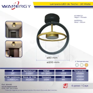 LAMPARA LED TECHO MODERNO REDONDO METALICO Y SILICON TRES TEMPERATURAS