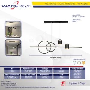 CANDELABRO DE TECHO 4 ESFERAS METALICO