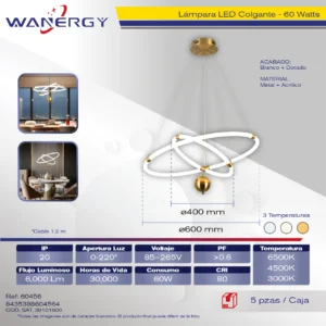 LAMPARA COLGANTE DECORATIVO MODERNO METALICO Y ACRILICO